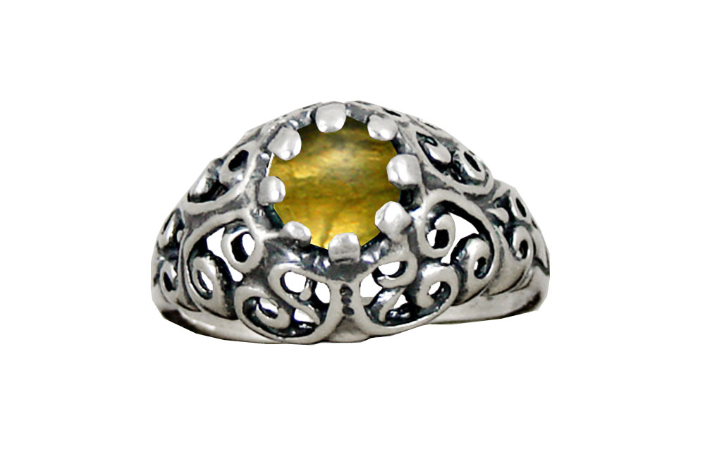 Sterling Silver Filigree Ring With Citrine Size 6